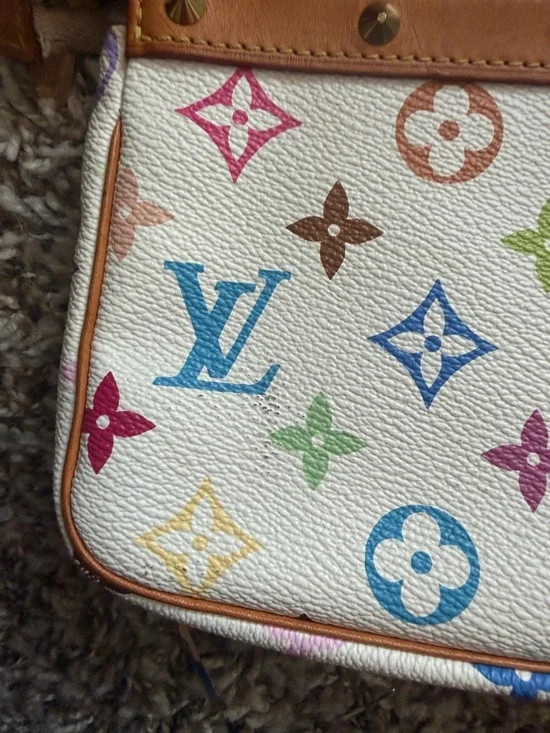 Louis Vuitton Multicolor Monogram White Mini Pochette with Tan Trim - Picture 8 of 13